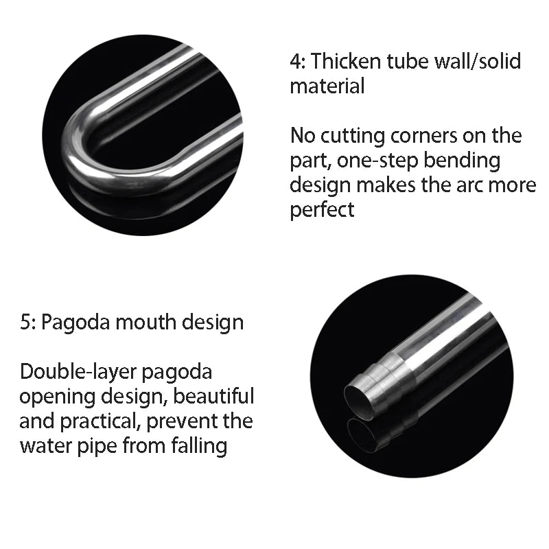 ZRDR Aquarium Filter Accessories – Stainless Steel External Inlet/Outlet Tube & Oil Film Remover for Fish Tanks