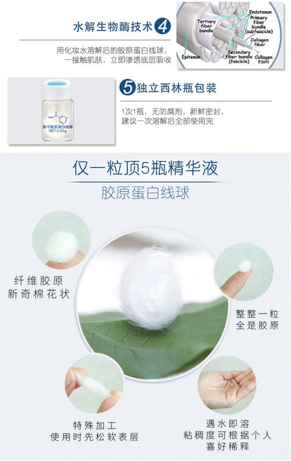 Korea Facial Hydrolyzed Silk Protein Collagen Serum – Moisturizing, Hydrating, Lifting, and Firming Essence for Fine Lines & Skincare