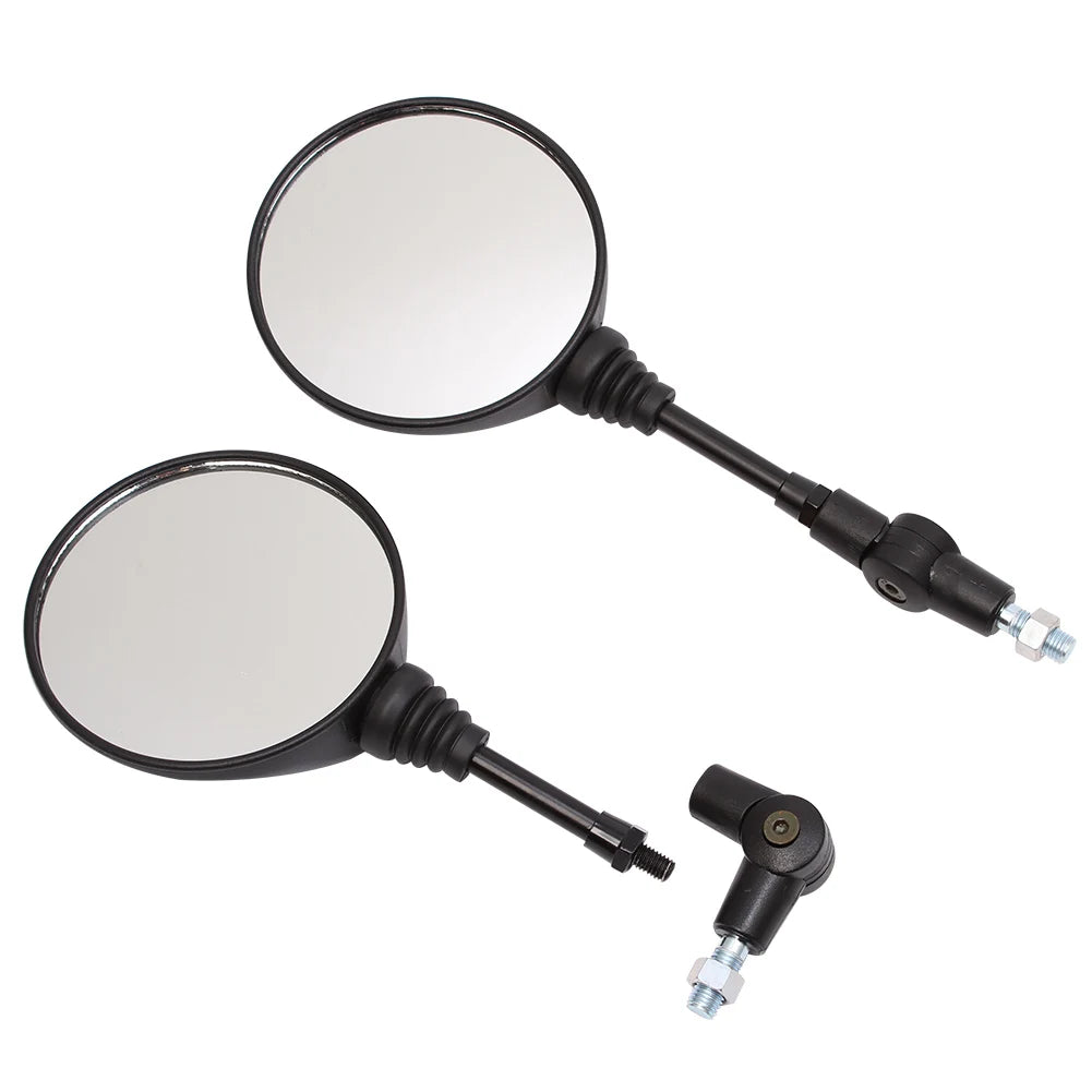 Universal Motorcycle Rearview Mirror 10mm (Black) — Folding Round Anti-Fall Side Mirror
