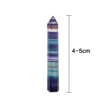 Natural Fluorite Crystal Wand — Colorful Striped Quartz Stone Point for Healing & Energy Treatment (4-7cm)