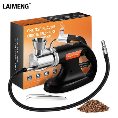 Portable Handheld Cold Smoking Gun with Vacuum Sealer: Electric Smoke Infuser Machine for Food, Drinks, and Cocktails - S268 Model