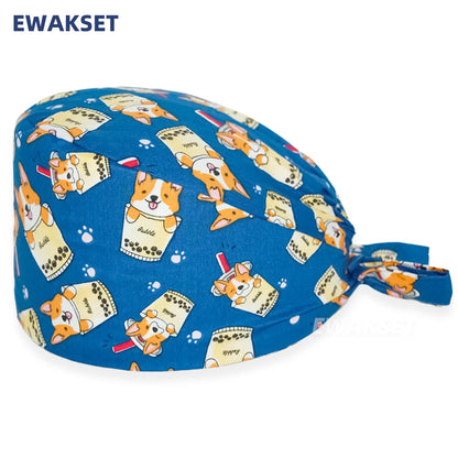 Unisex Soft Scrub Cap – Cartoon Print Surgical Hat for Men and Women, Operating Room Nursing Accessories
