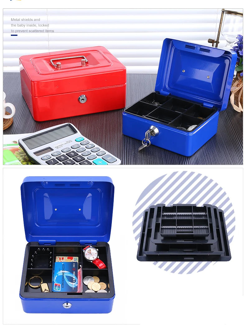 2025 Stainless Steel Petty Cash Money Box with Key Lock – Small Lockable Safe for Home Security & Decoration
