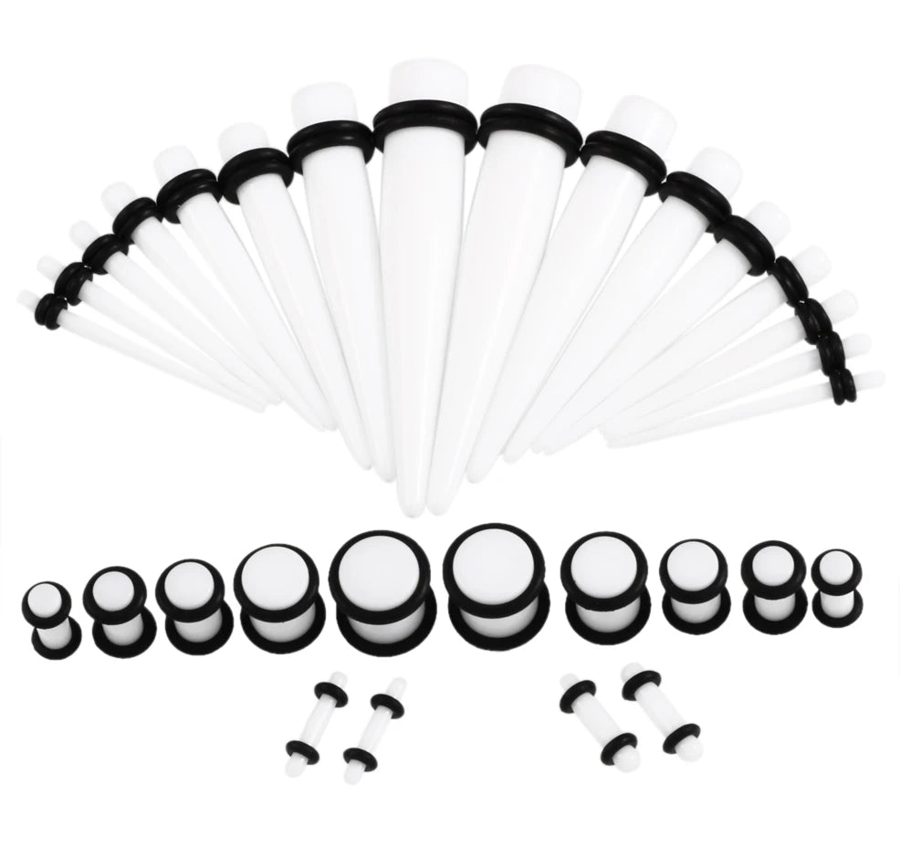 36PCS Acrylic Ear Gauge Taper & Plug Stretching Kit — Mixed Color Flesh Tunnel Expansion Jewelry 14G-00G