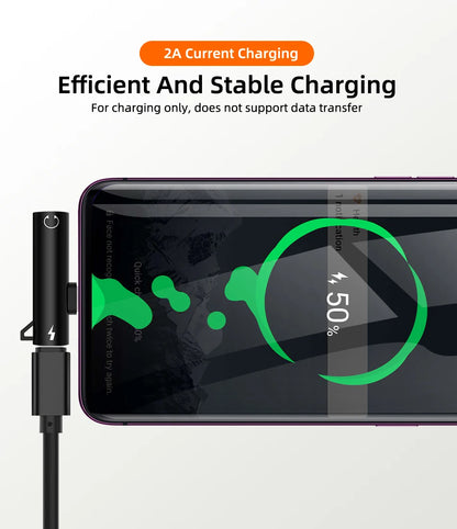 2-in-1 Audio Headphone & Charging Adapter for iPhone XR, XS, 11, 12, 13 – 3.5mm Jack to Earphone AUX Cable (Not Type-C)