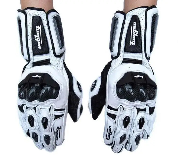 Motorcycle Gloves AFS6 AFS10 AFS18 - Leather Windproof Motocross Mittens with Touch Screen, Men's Protective Motorbike Gloves