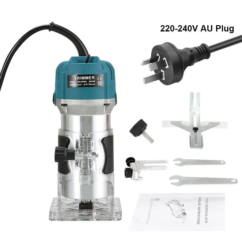 800W 30000RPM Electric Wood Router – 1/4 Inch Woodworking Trimmer & Carving Milling Tool