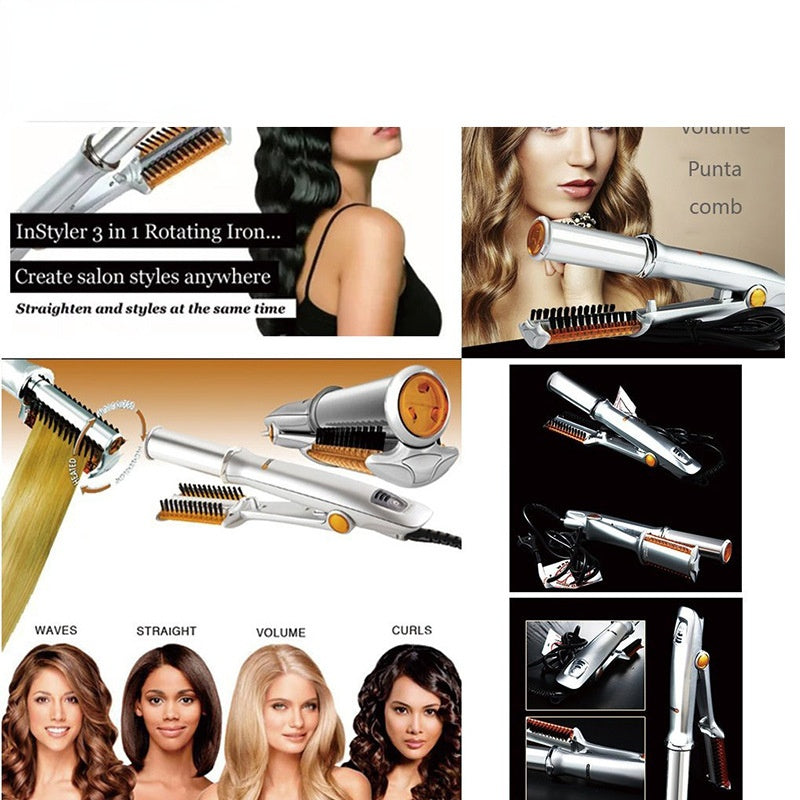 2-in-1 Professional Hair Curler & Straightening Rotating Brush – Styler Hair Styling Tool