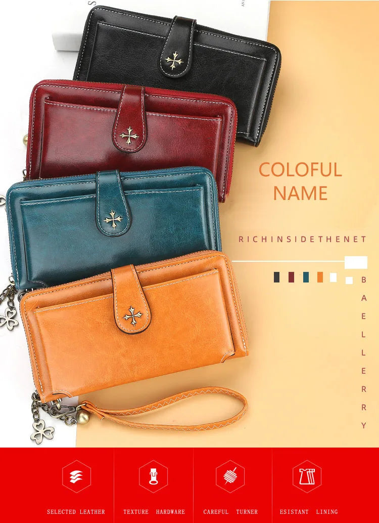 New Women’s PU Leather Wallet — Fashion Long Zipper Purse, Top Quality Brand Card Holder, Classic Female Wallet