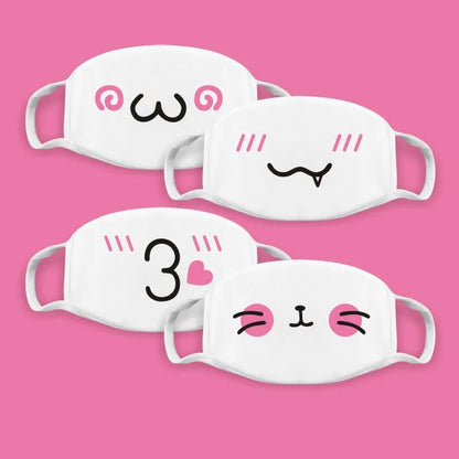 Kawaii Anime Expression Cotton Face Mask – Breathable Smile Mouth Muffle for Unisex Korean Style