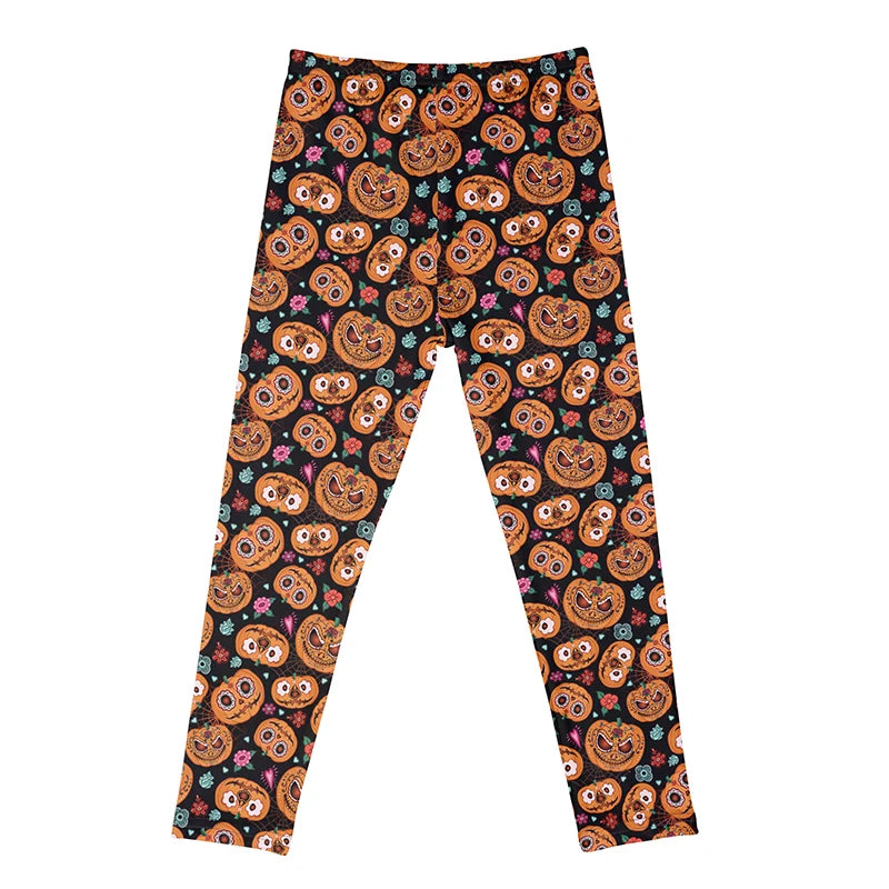 Kids Girls Cartoon Print Leggings – Soft Milk Silk Casual Stretch Sports Pants for Baby Girls Comfortable Trousers 4–12Y