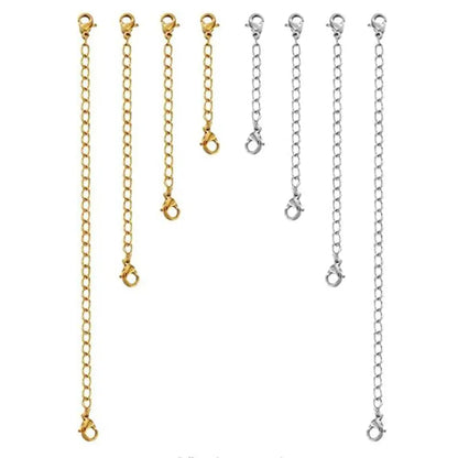 10pcs Stainless Steel Jewelry Extender Chains - Adjustable Necklace & Bracelet Extension Links with Lobster Clasps for DIY Crafting