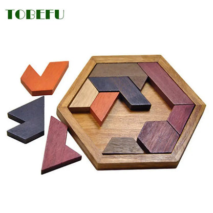 Wooden Geometric Jigsaw Board Puzzle – Non-Toxic Educational Brain Teaser Toy for Kids
