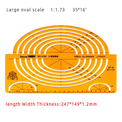 Durable Circular Oval Ruler - K Resin Architectural Drafting Template for Drawing and Measuring Furniture Designs