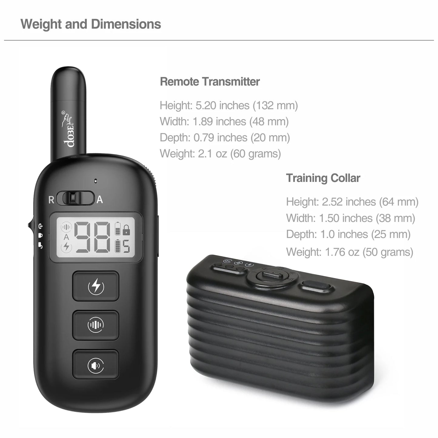 2-in-1 Remote Dog Training & Anti-Bark Collar Rechargeable Waterproof Electric Dog Behavior Control System 600M Range