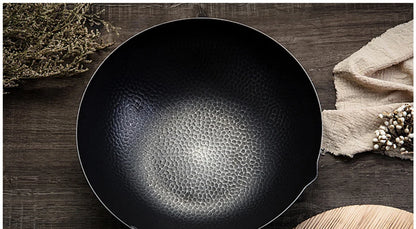 Konco 32cm Cast Iron Wok – Non-Coated Chinese Cookware Pan for Gas & Induction Kitchen Use