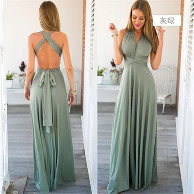 Multiway Convertible Boho Maxi Dress – DIY Wrap Infinity Bandage Long Dress for Women, Party, Bridesmaid & Club Wear