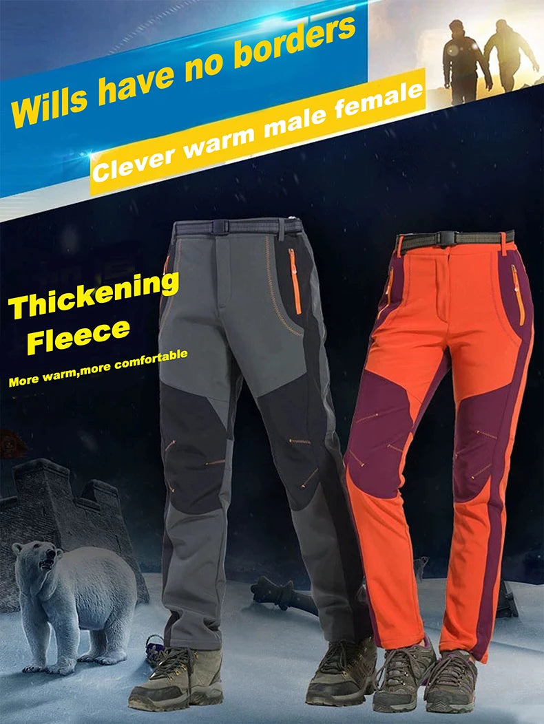 LNGXO Men’s Fleece Hiking Pants – Thick Warm Winter Waterproof & Windproof Soft Shell Ski, Trekking, and Camping Trousers