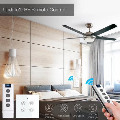 WiFi RF Smart Ceiling Fan Light – 2/3 Way Control, Speed Control, Smart Life/Tuya App, Alexa & Google Home Compatible