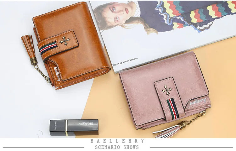 Fashion Small Leather Wallet for Women — Stylish Zipper & Hasp Card Holder, High-Quality Short Credit Card Purse
