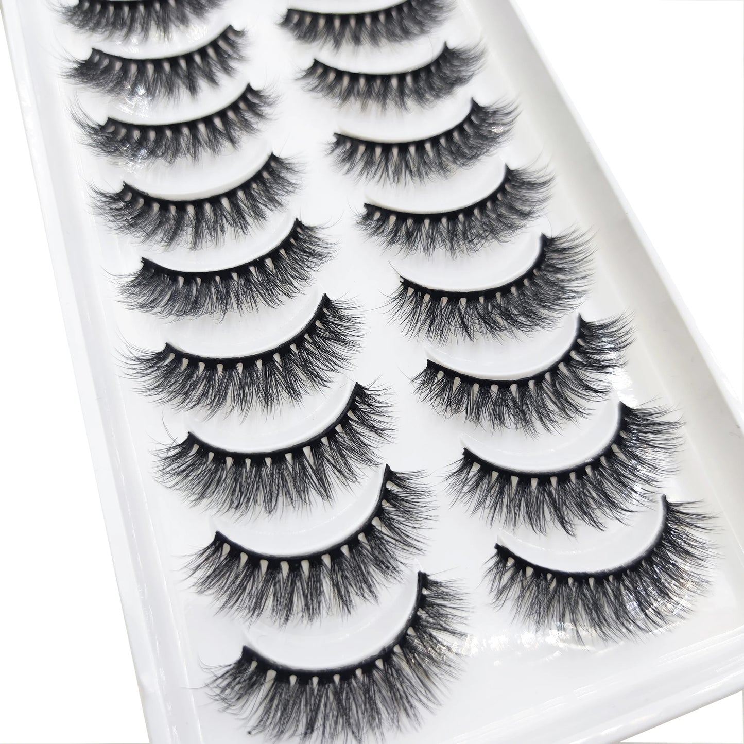 10 Pairs 3D Mink False Eyelashes – Soft Natural Cross Messy Dense Lash Extensions Makeup