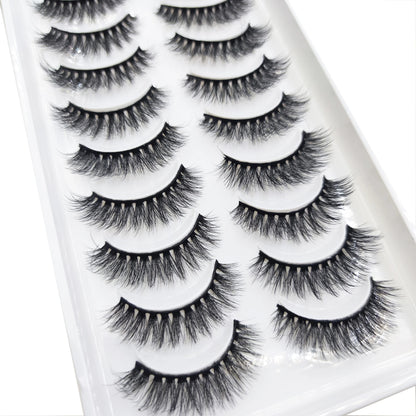 10 Pairs 3D Mink False Eyelashes – Soft Natural Cross Messy Dense Lash Extensions Makeup