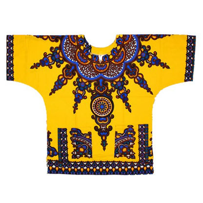 African Dashiki Cotton T-Shirt - Traditional Printed Unisex Fashion Top with Vibrant Ethnic Style Design
