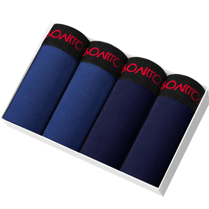 4pcs Men Cotton Boxer Shorts - Soft Comfortable Male Underwear Briefs Couple Boxers Set