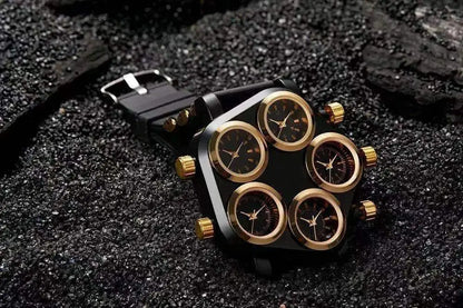 Five Movement Men's Quartz Watch – Large Dial Hip Hop Punk Style Sport Watch for Men