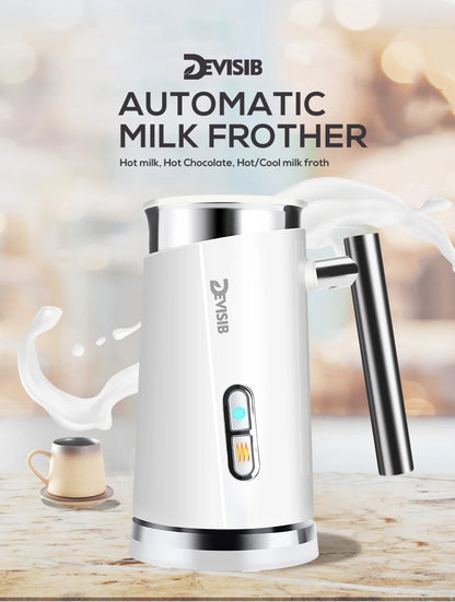 DEVISIB 3-in-1 Electric Milk Frother — 300ml Automatic Hot & Cold Foam Maker for Coffee, Latte, Cappuccino, Macchiato & Hot Chocolate