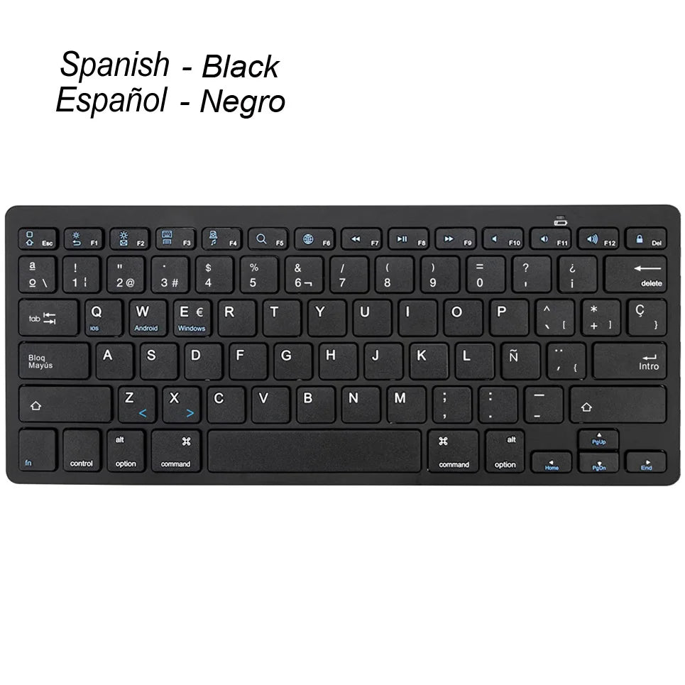 Ultra Slim Universal Wireless Bluetooth Keyboard – Russian, Spanish, French, German, Hebrew & Brazilian Portuguese for iOS, Android & Windows