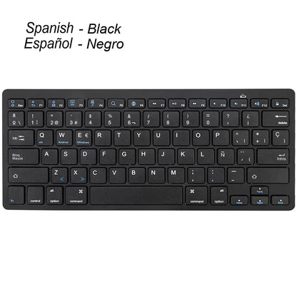 Ultra Slim Universal Wireless Bluetooth Keyboard – Russian, Spanish, French, German, Hebrew & Brazilian Portuguese for iOS, Android & Windows