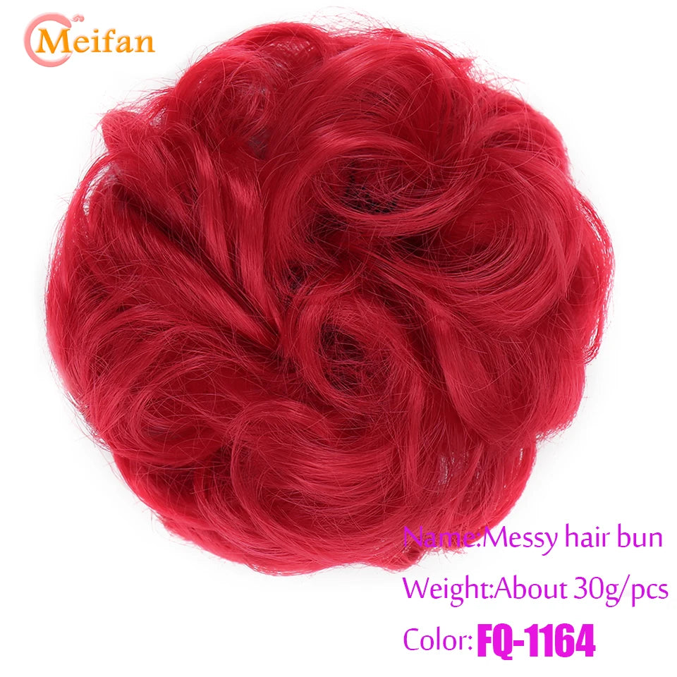 MEIFAN Synthetic Chignon Hair Bun – Elastic Rubber Band Clip-In Updo Ponytail Hair Extension for Women
