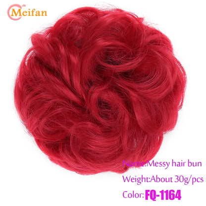 MEIFAN Synthetic Chignon Hair Bun – Elastic Rubber Band Clip-In Updo Ponytail Hair Extension for Women