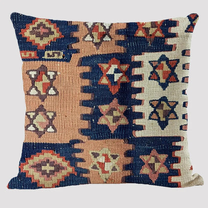 Bohemian Linen Cushion Cover – Multicolor Ethnic Geometric Pattern Decorative Pillow for Living Room Sofa