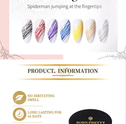 BORN PRETTY Spider Wire Gel Nail Polish 5ml - Flower Drawing & Creative Point-to-Line Nail Art Gel Varnish