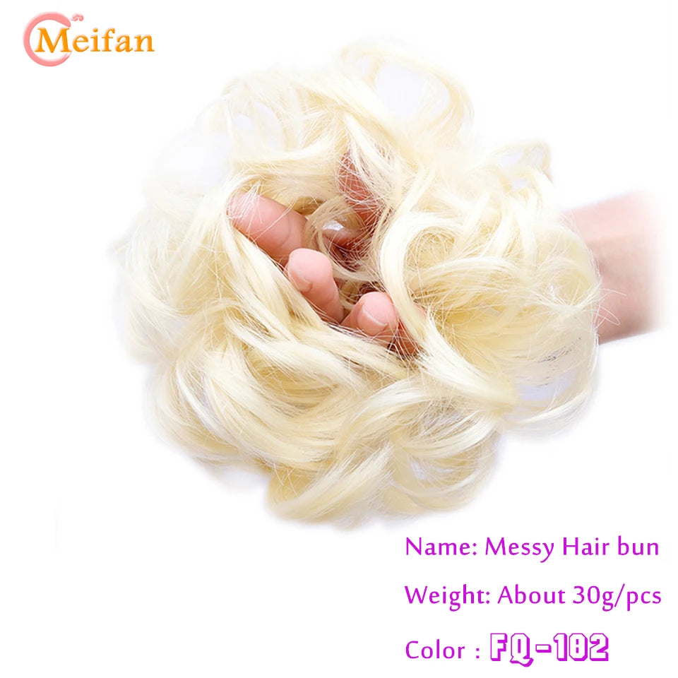 MEIFAN Synthetic Chignon Hair Bun – Elastic Rubber Band Clip-In Updo Ponytail Hair Extension for Women