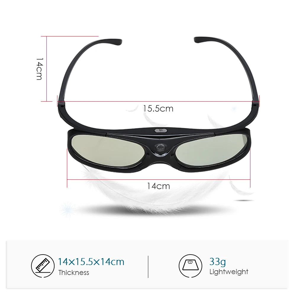 2PCS BOBLOV Active Shutter 3D Glasses – DLP-Link USB Blue, Compatible with BenQ W1070, W700, Dell Projectors