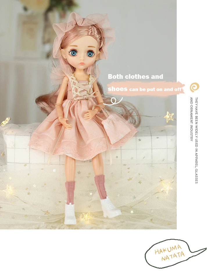 Slim 26cm BJD Doll for Girls – 13 Movable Joints with Princess Outfit, Blue Eyes & Eyelash Accessories