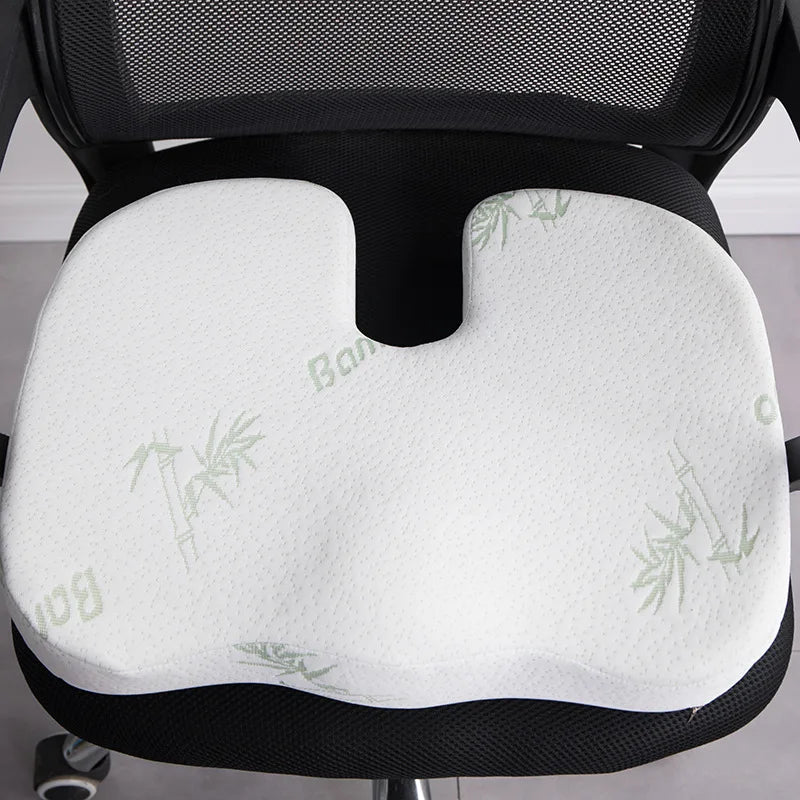 Ergonomic Bamboo Memory Foam Seat & Back Cushion – Slow Rebound Waist Support for Home & Office Chairs