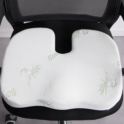 Ergonomic Bamboo Memory Foam Seat & Back Cushion – Slow Rebound Waist Support for Home & Office Chairs