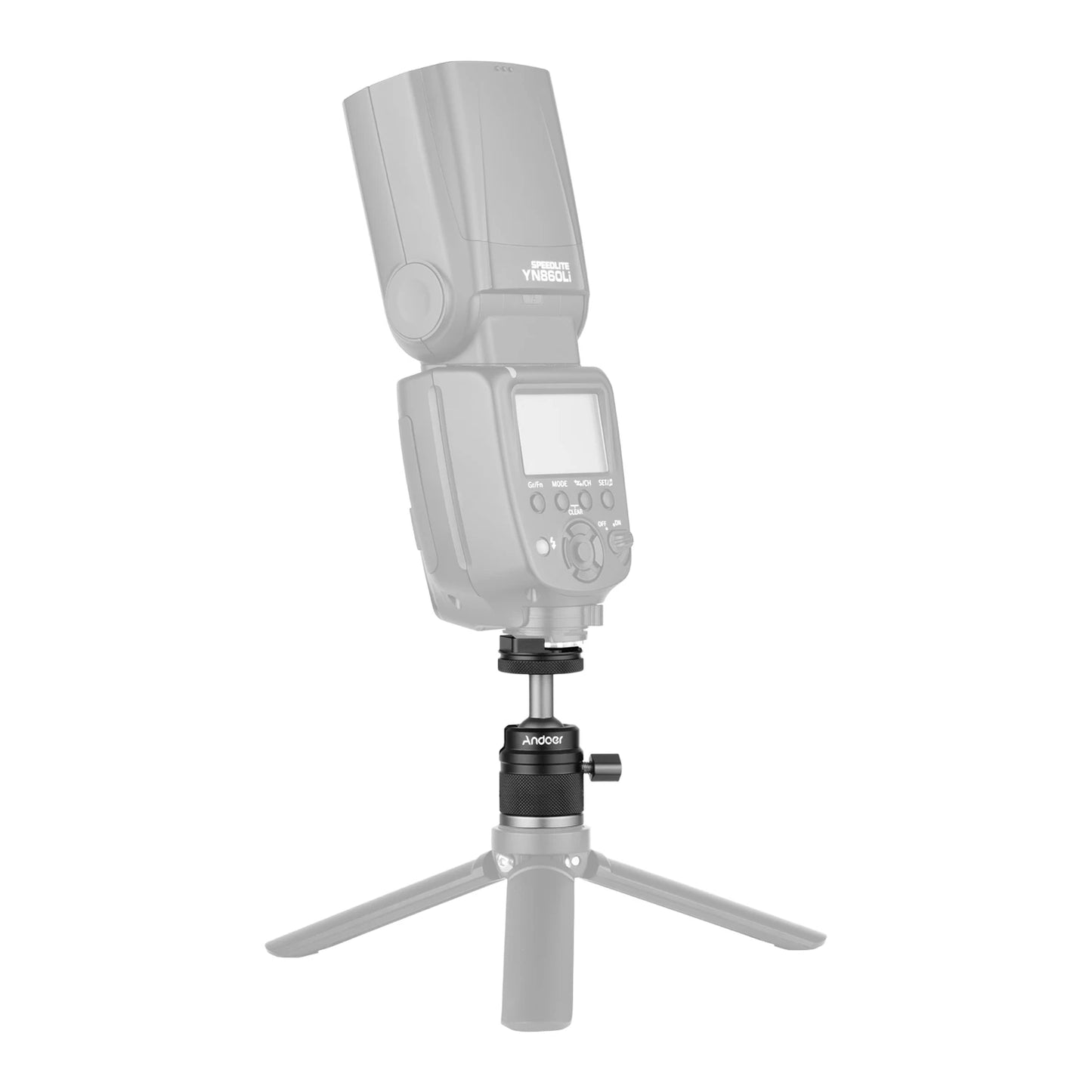 Andoer 2 in 1 Ball Head with 1/4" Screw Mount, 360° Aluminum Alloy for Camera, Phone Holder, Speedlite, Tripod, and Selfie Stick