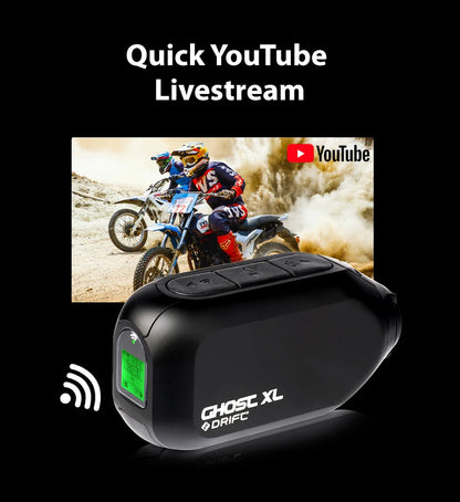 Drift Ghost XL Sport Action Camera - Waterproof 1080P Live Stream Vlog, Motorcycle, Bike & Helmet Cam with WiFi
