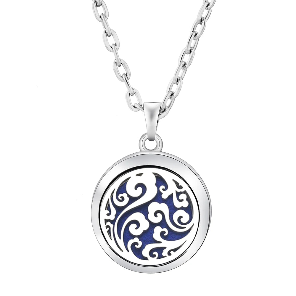 Stainless Steel Tree of Life Aromatherapy Necklace – Essential Oil Diffuser Pendant for Women
