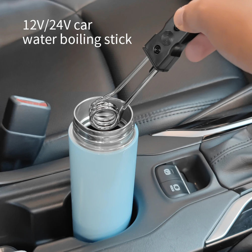 12V 24V Car Immersion Heater - Portable Auto Water Warmer for Coffee, Tea & Travel Use with Durable Safe Heating Design