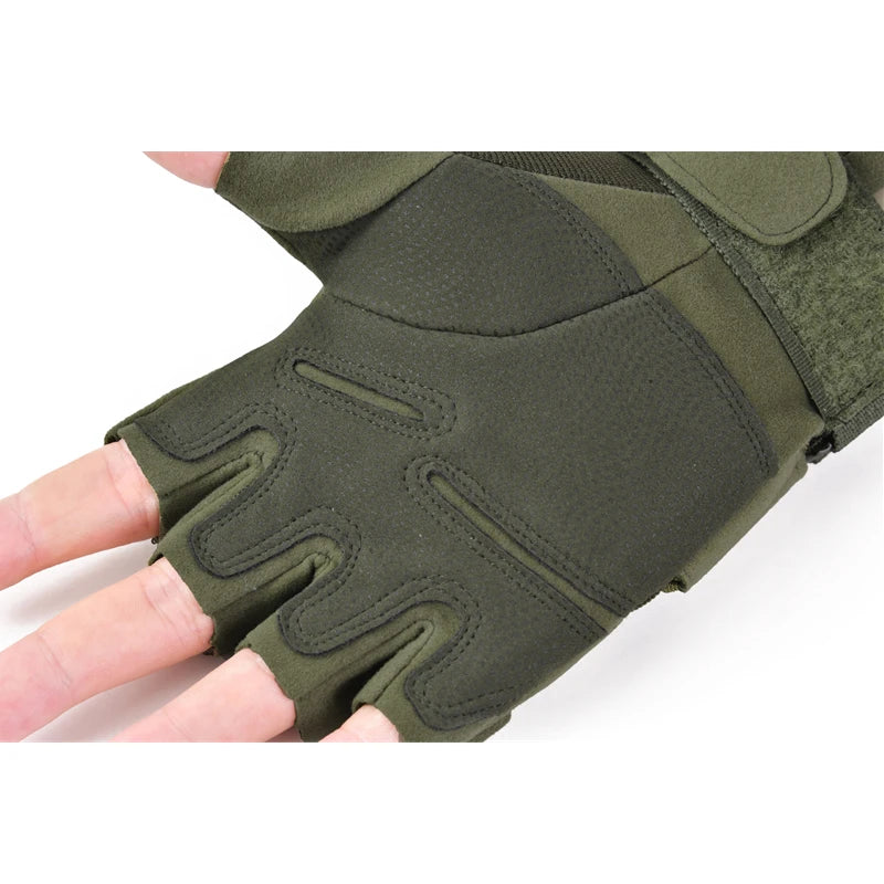 Outdoor Tactical Gloves - Half Finger Mittens for Men, Women, and Kids, Sports Gym Fitness, Motorcycle Riding, Cycling Fingerless Gloves