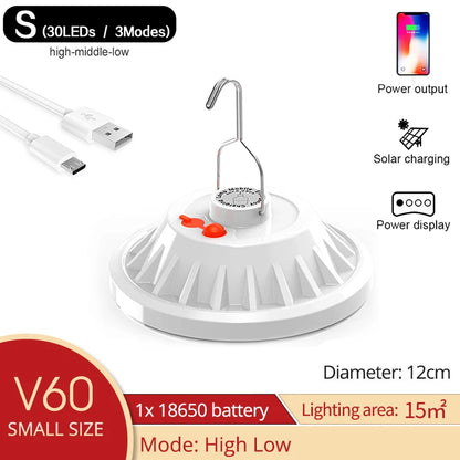 300W Rechargeable LED Solar Lantern - Portable Remote-Controlled Emergency Light for Camping and Home