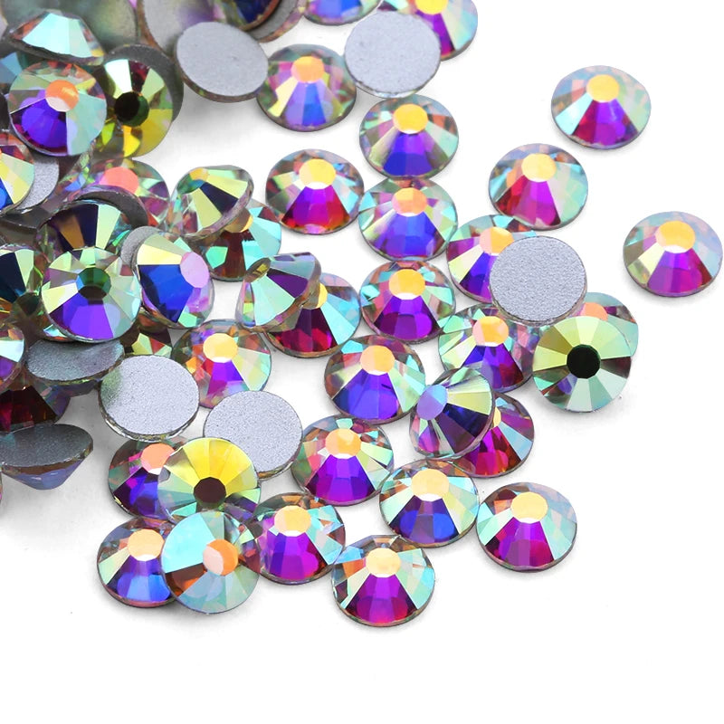 SS3-SS50 Clear Crystal White 3D Nail Art Rhinestones – Silver Flatback Glitter Gems for Nail Decoration