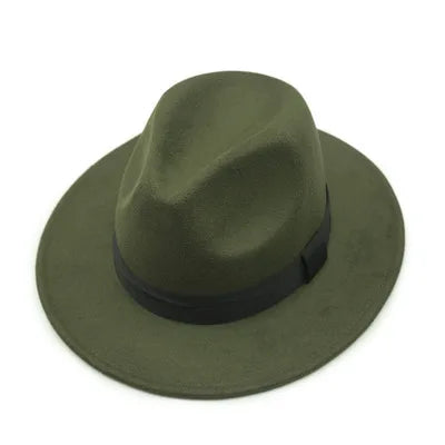Unisex Black Fedora Hat – Wide Brim Jazz Panama Top Hat for Autumn and Winter – Classic Gentleman Style