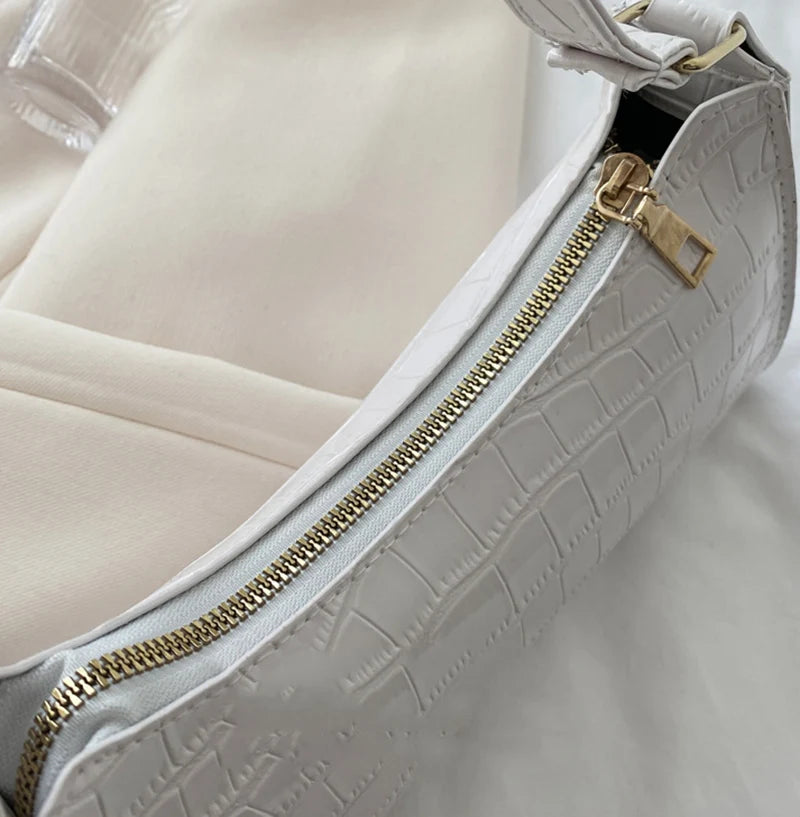 Fashion PU Leather Alligator Pattern Bag for Women – Small Armpit Handbag, Underarm Messenger Purse